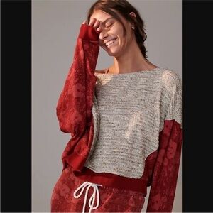 Anthropologie Pullover Flora Printed Sweatshirt Comfy